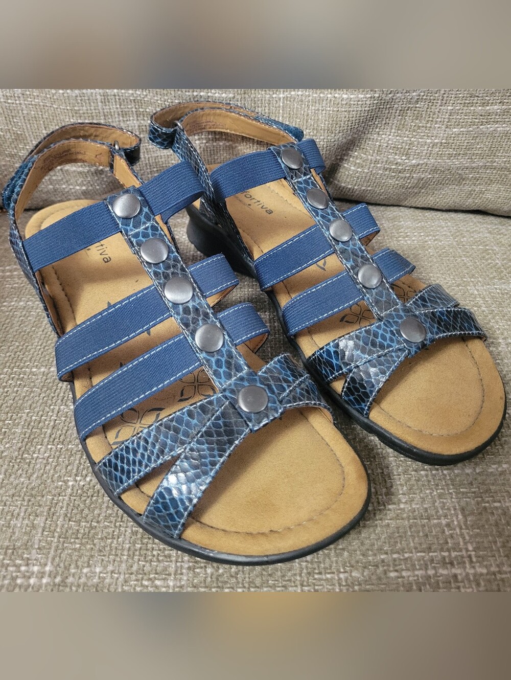 Comfortivia Sandals ComfortStrappy Wedge in Blue Size US 9